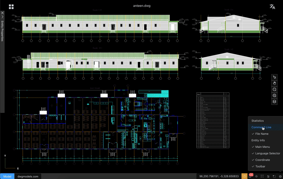 CAD Viewer for SharePoint showing the 2D command line and floating help button