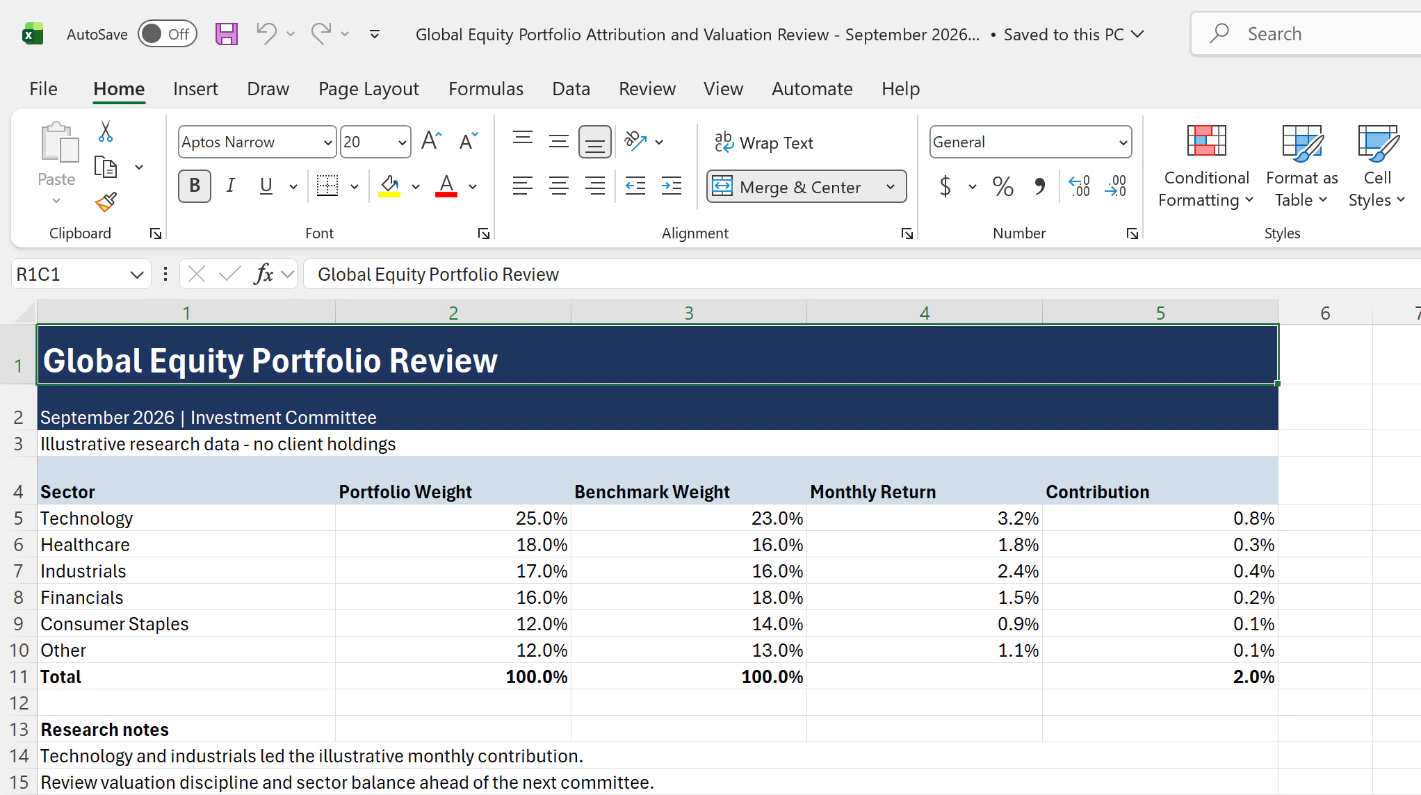The same workbook displaying its worksheet in Excel after moving to a shallower folder