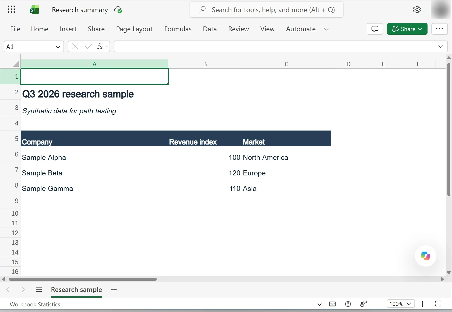 The workbook open in Excel for the web even though the long synced path failed on the PC