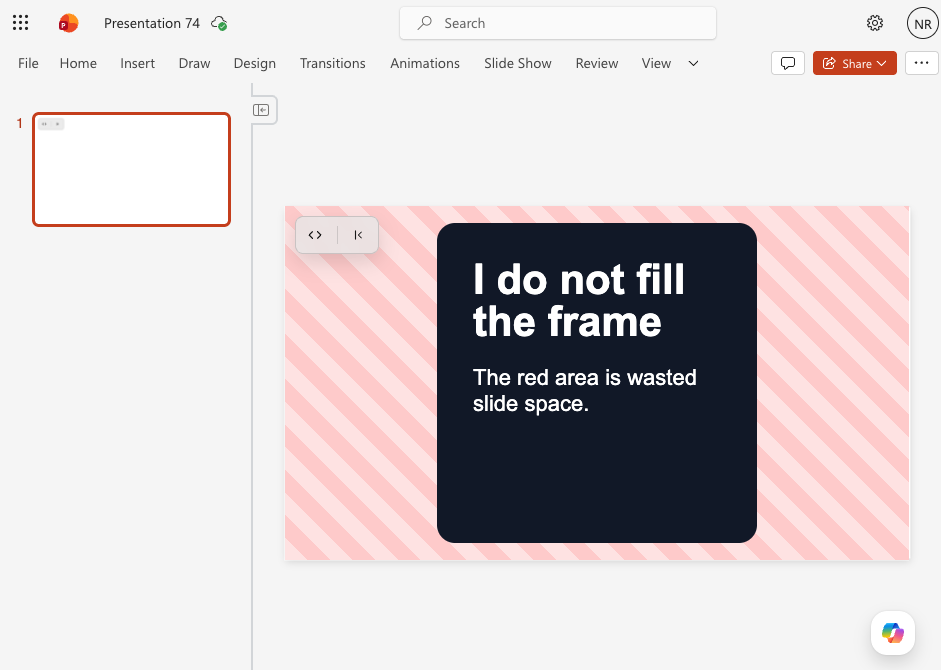 Fixed-size HTML card that does not fill the whole frame