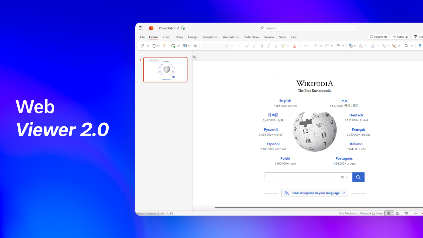 Web Viewer 2.0 shown inside Microsoft Office