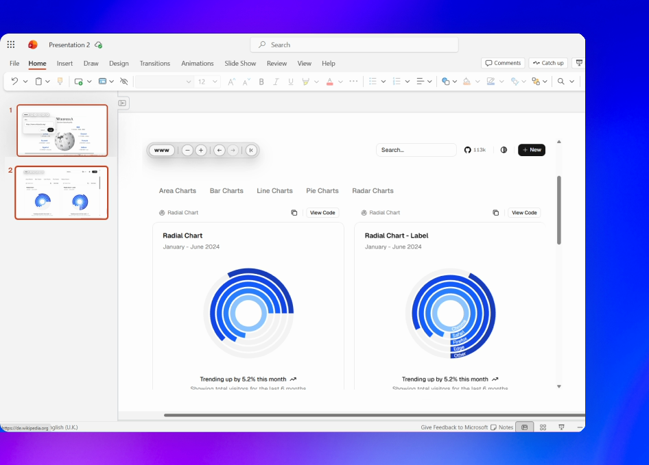 Live interactive dashboard embedded in PowerPoint with Web Viewer 2.0